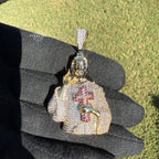 Jesus Iced Out Pendant with Red Cross