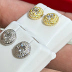 Moissanite Halo Solitaire Stud Earrings 6mm Screwback