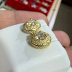 Moissanite Halo Solitaire Stud Earrings 6mm Screwback