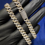 8mm Gold Two-Tone Moissanite Cuban Chain - 925 Sterling Silver