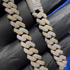 8mm Gold Two-Tone Moissanite Cuban Chain - 925 Sterling Silver