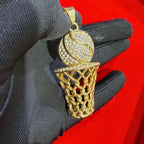 Basketball Hoop Gold Tone Stainless Steel Pendant