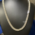 8mm Gold Two-Tone Moissanite Cuban Chain - 925 Sterling Silver