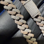 8mm Rose Two-Tone Moissanite Cuban Chain - 925 Sterling Silver