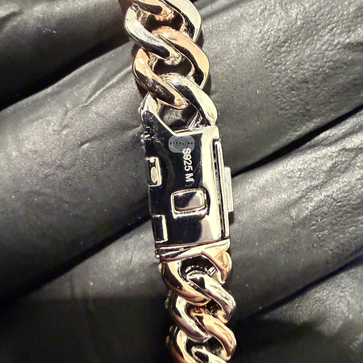 8mm Rose Two-Tone Moissanite Cuban Chain - 925 Sterling Silver