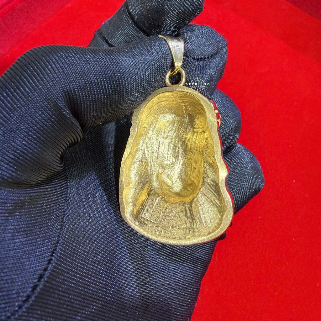 Steel Gold Jesus Head Thorns Pendant