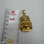 Steel Gold Jesus Head Thorns Pendant