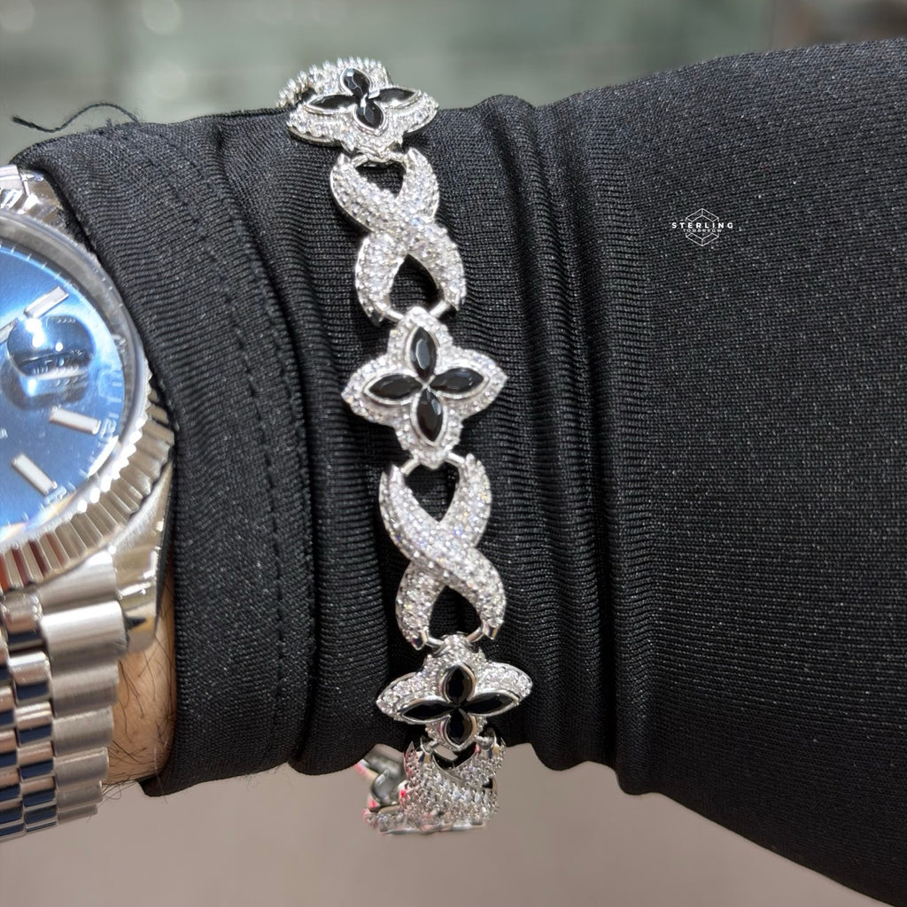 Marquis Star Infinity Bracelet - Black - 925 Sterling Silver