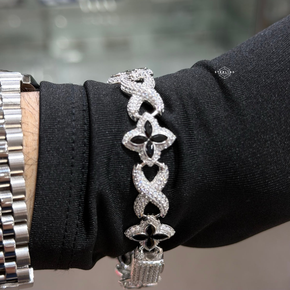Marquis Star Infinity Bracelet - Black - 925 Sterling Silver
