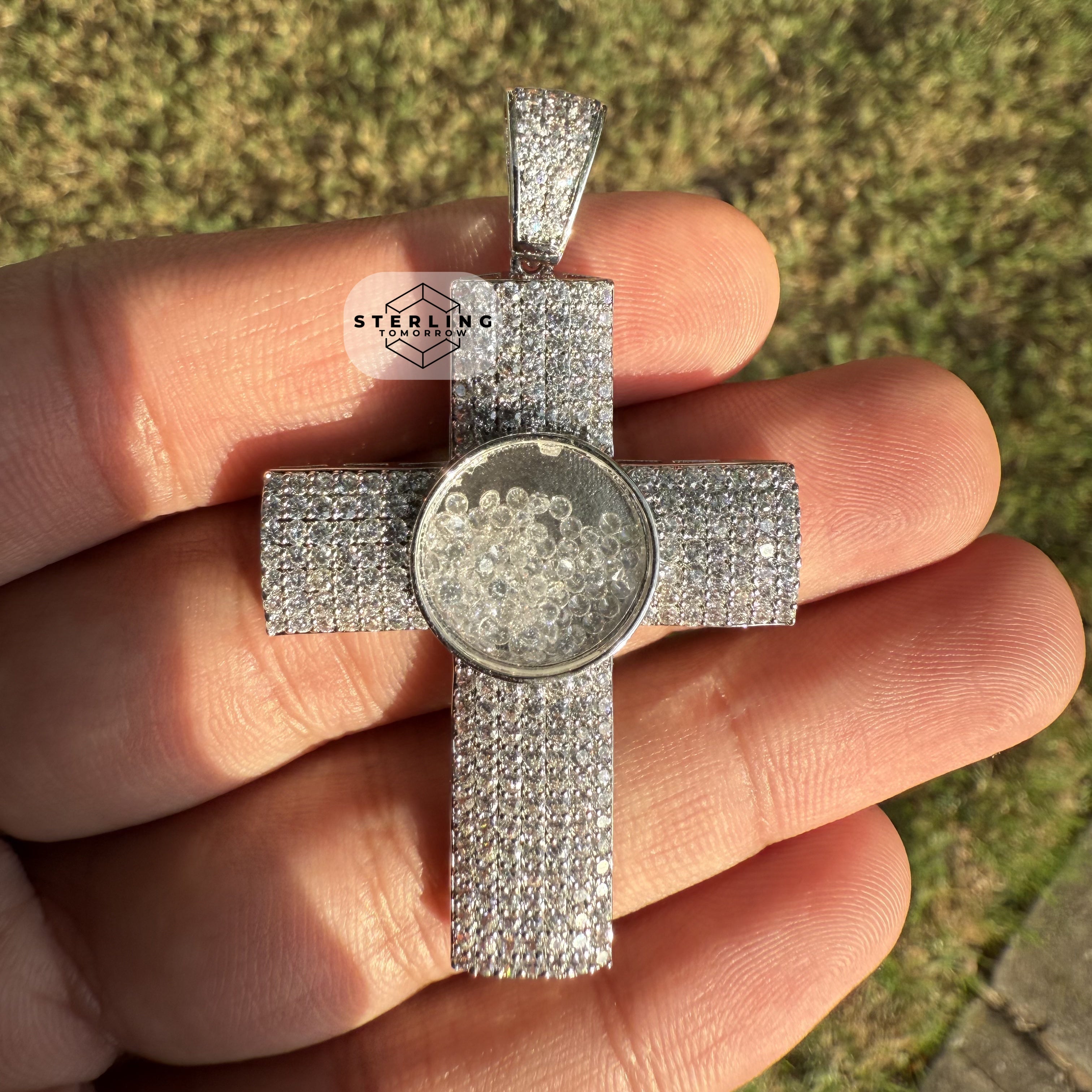 Iced Out Cross with Bubble Beads Creative Bling Pendant