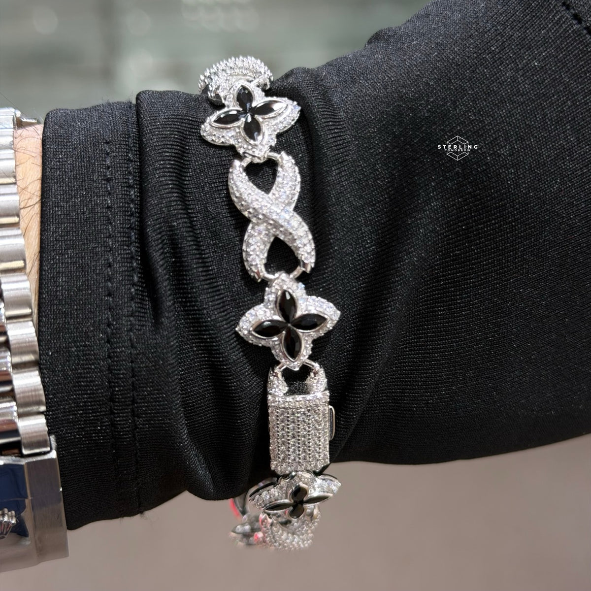 Marquis Star Infinity Bracelet - Black - 925 Sterling Silver