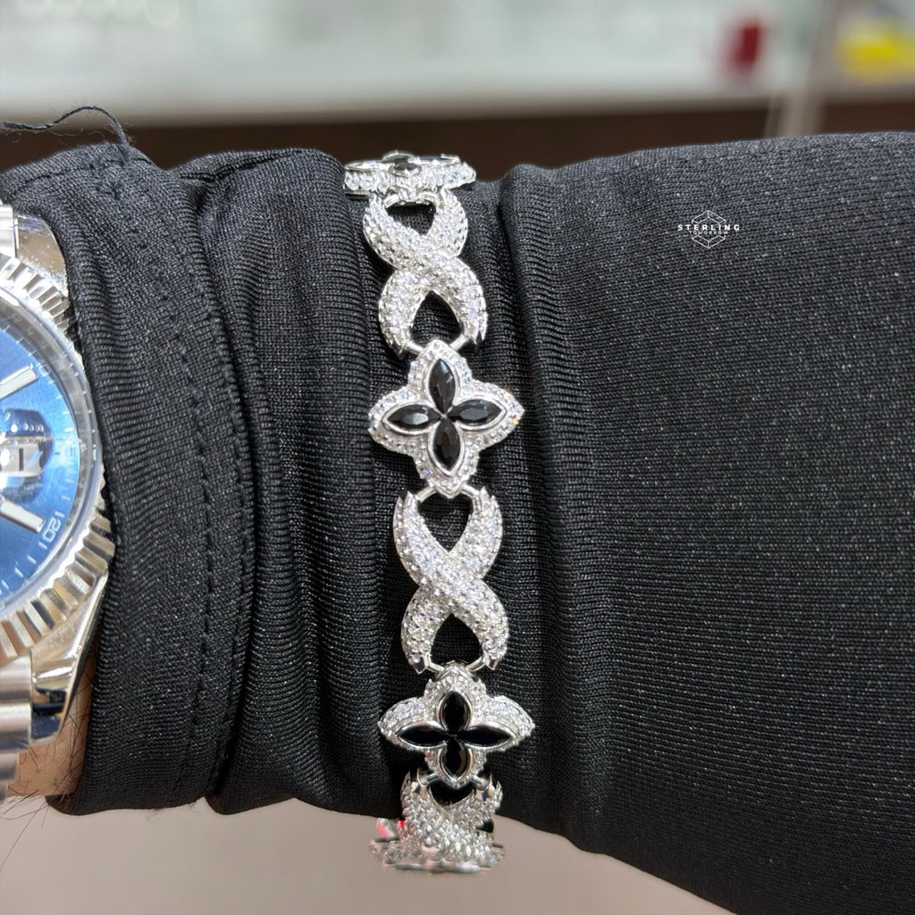 Marquis Star Infinity Bracelet - Black - 925 Sterling Silver