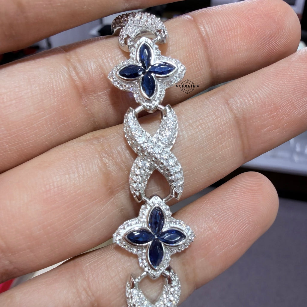 Marquis Star Infinity Bracelet - Blue - 925 Sterling Silver