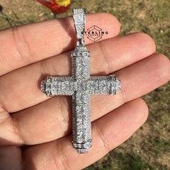 Cross Princess Cut Iced Out Pendant