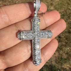 Cross Princess Cut Iced Out Pendant