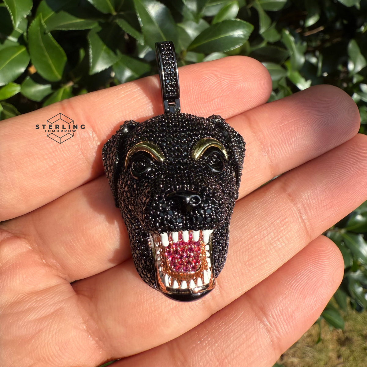 Black Dog Custom Gold Tone Bling Pendant