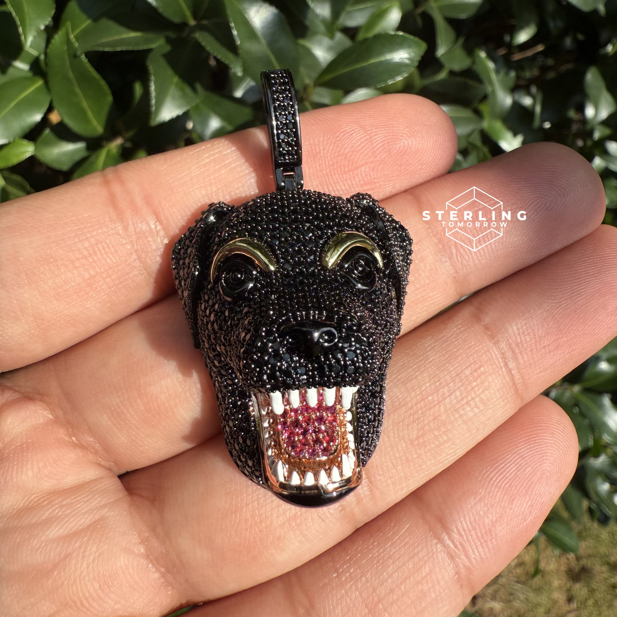 Iced Out Black Dog Pendant