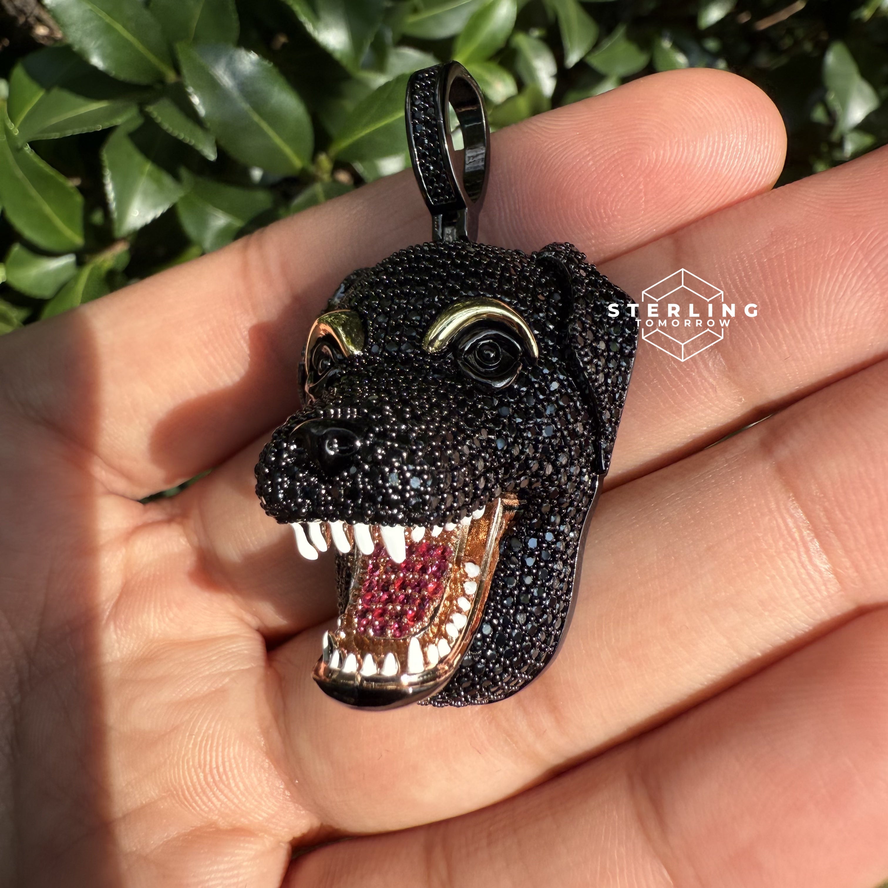 Black Dog Custom Gold Tone Bling Pendant