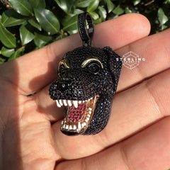 Iced Out Black Dog Pendant