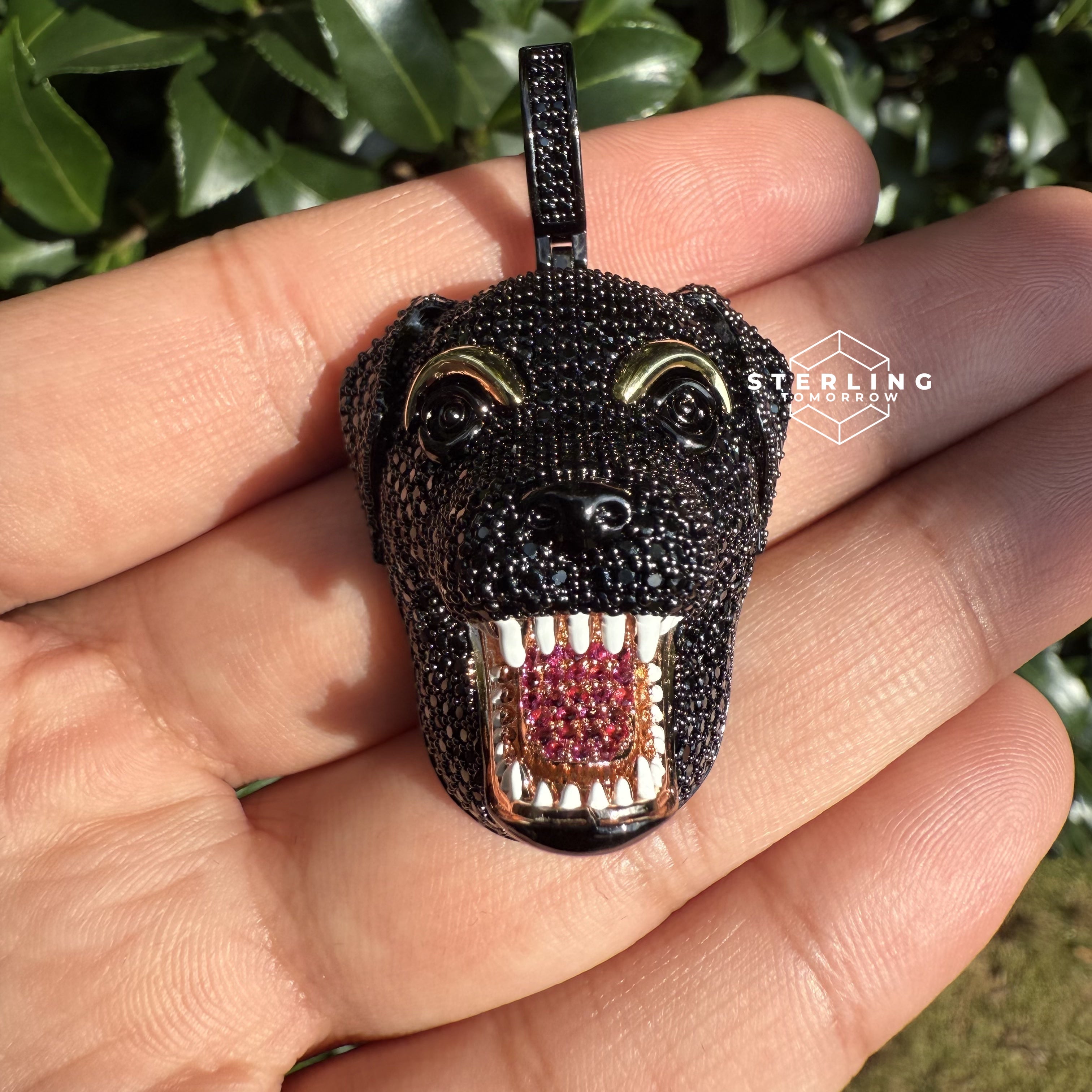 Black Dog Custom Gold Tone Bling Pendant