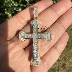 Cross Multi Cut Iced Out Pendant
