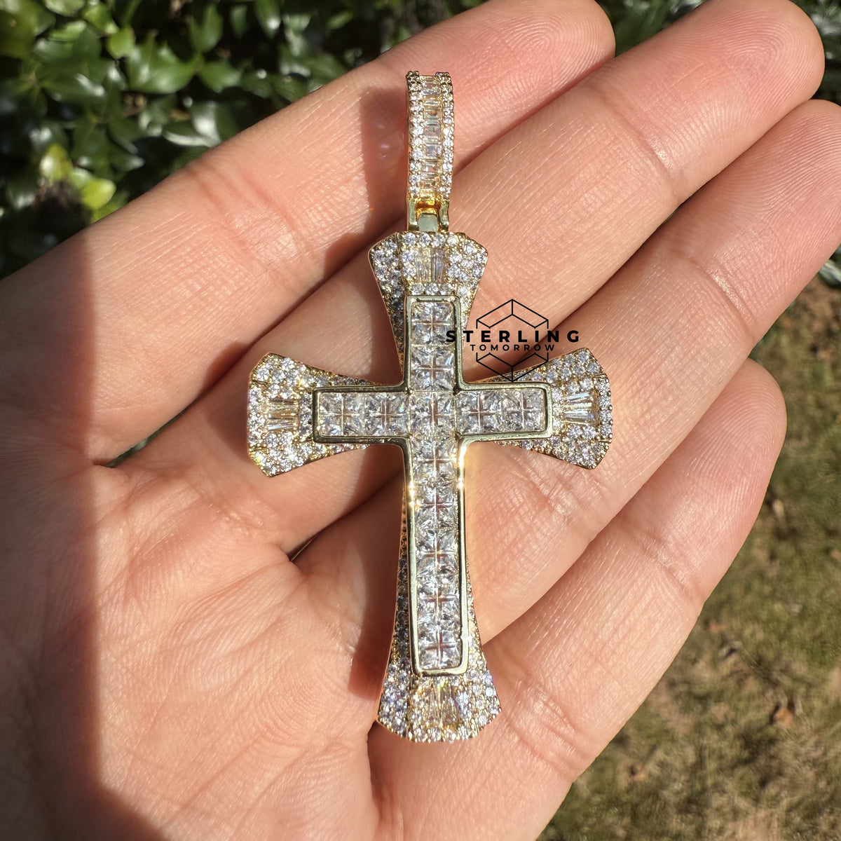 Cross Multi Cut Iced Out Pendant