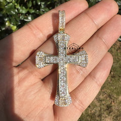 Cross Multi Cut Iced Out Pendant