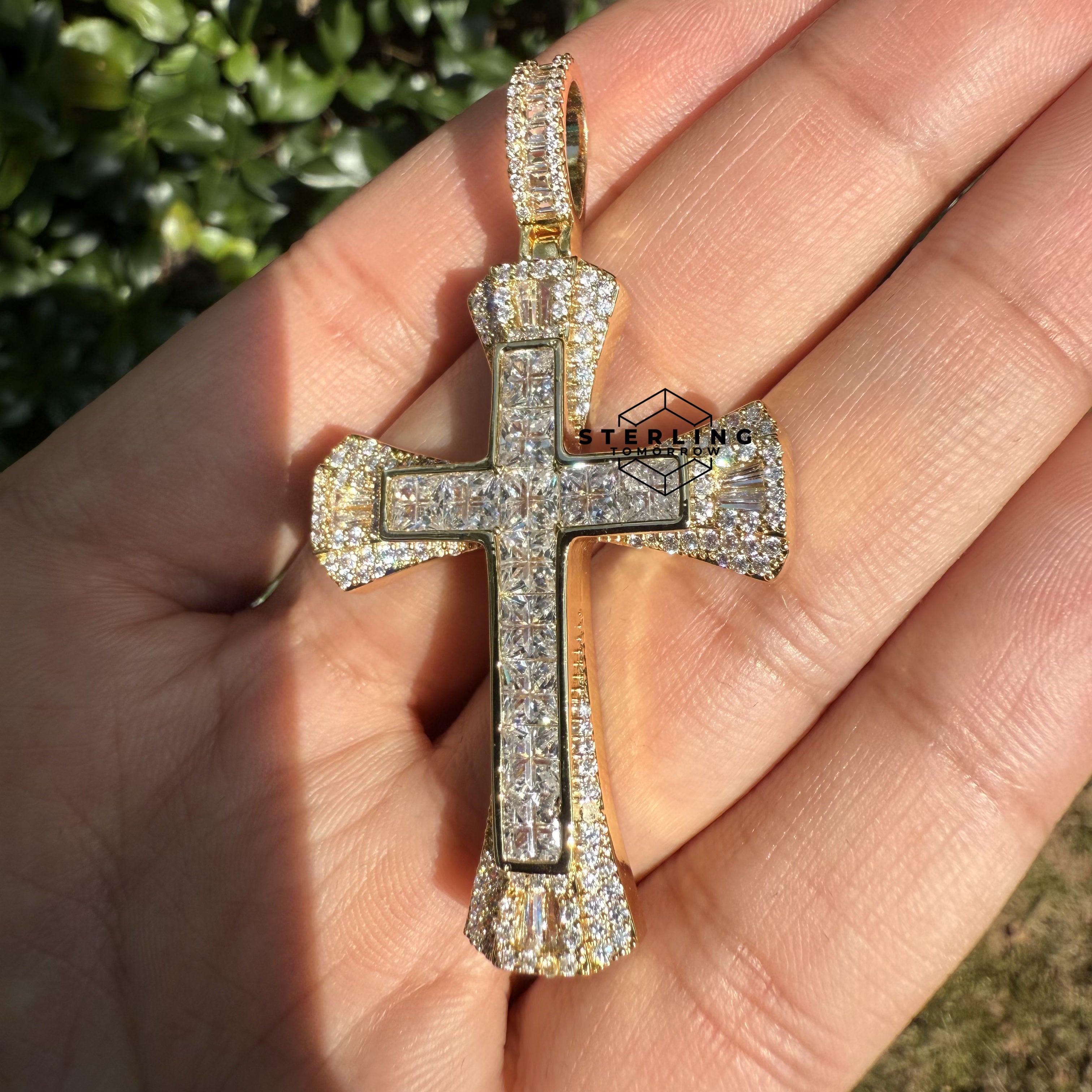Cross Multi Cut Iced Out Pendant