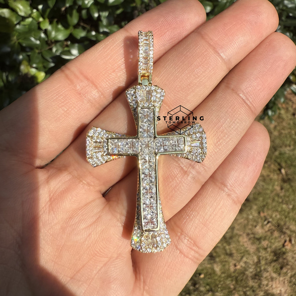 Cross Multi Cut Iced Out Pendant
