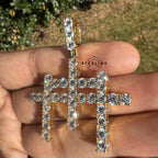 Triple Cross Iced Out Gold Tone Pendant