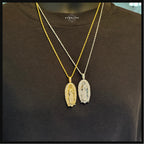 Iced Out Virgin Mary Pendant 14k Gold Plated CZ
