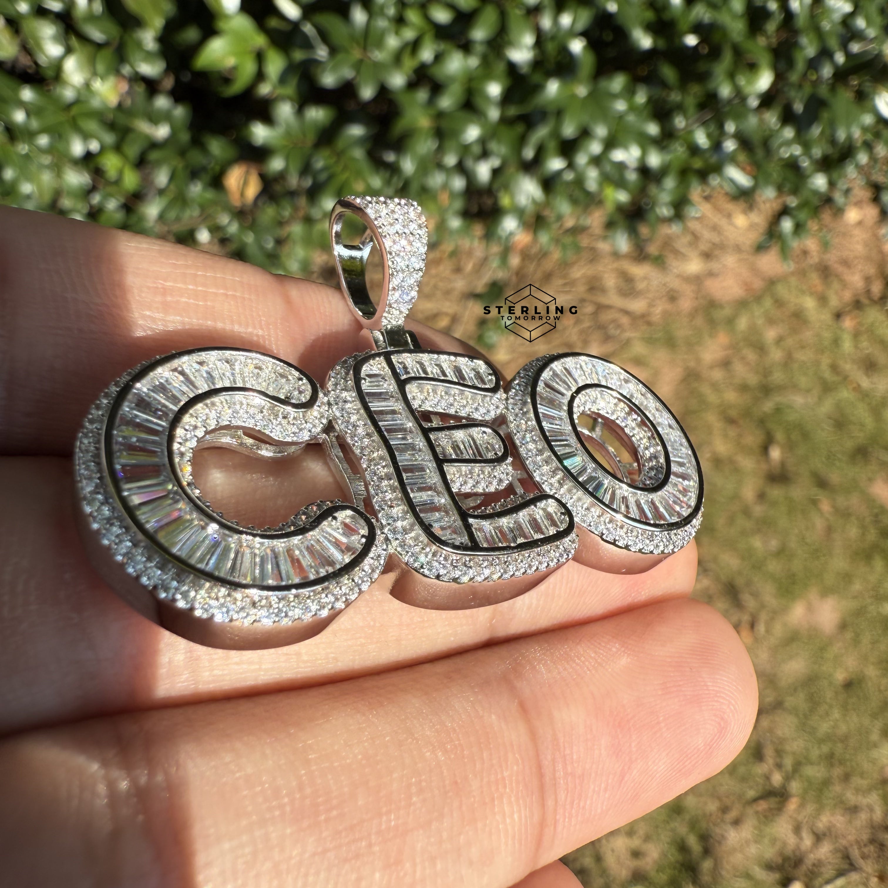 CEO Baguette Silver Tone Pendant