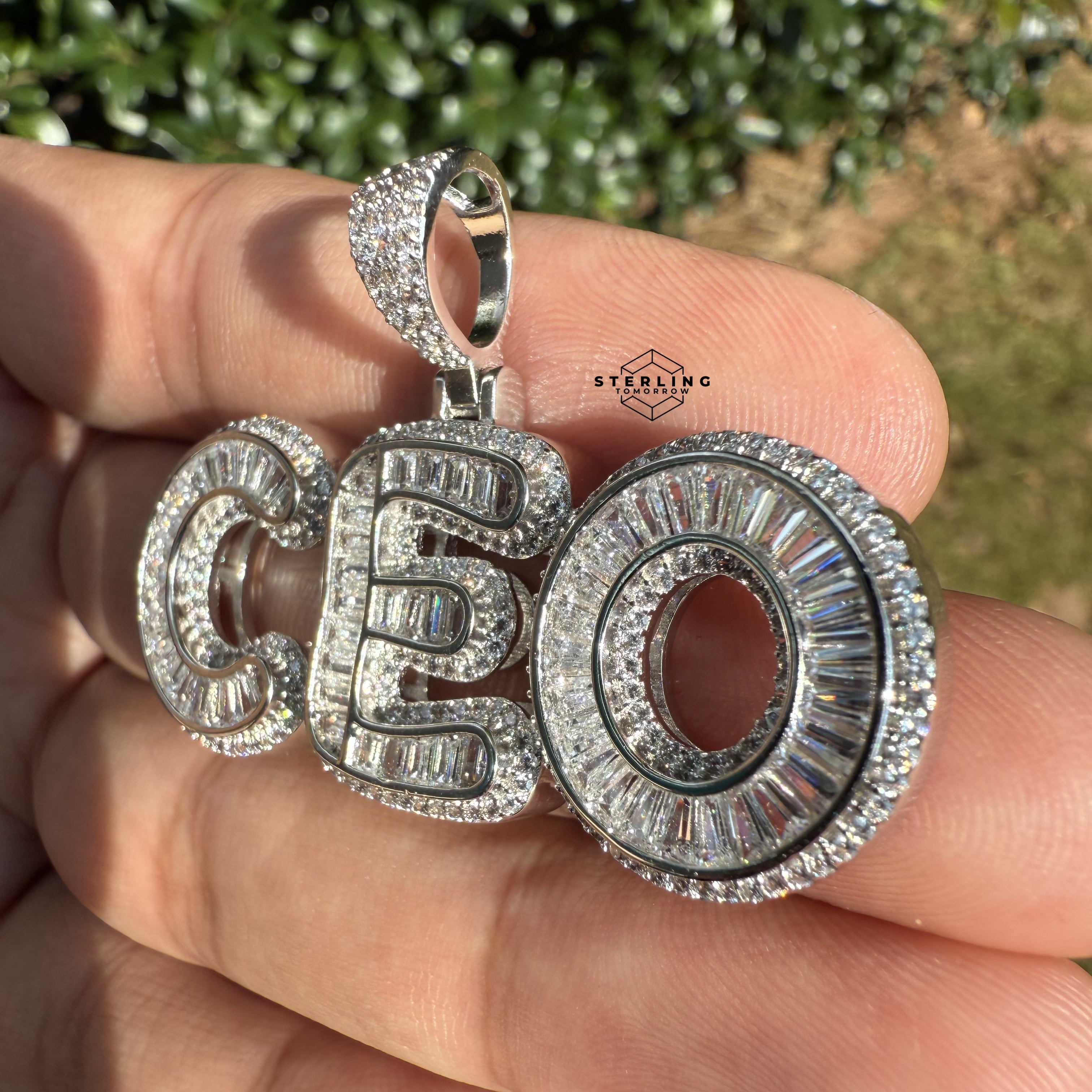CEO Baguette Silver Tone Pendant