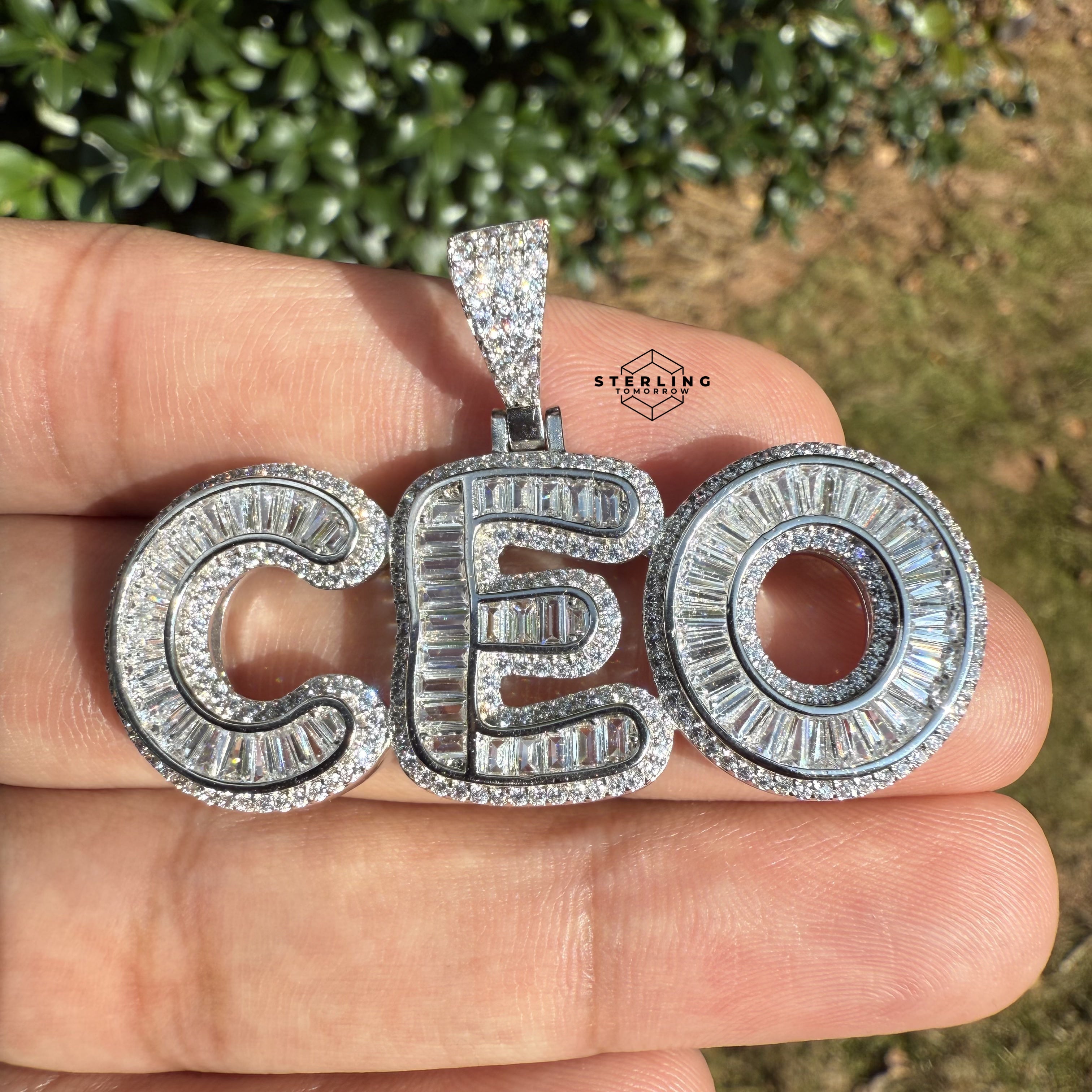 CEO Baguette Silver Tone Pendant