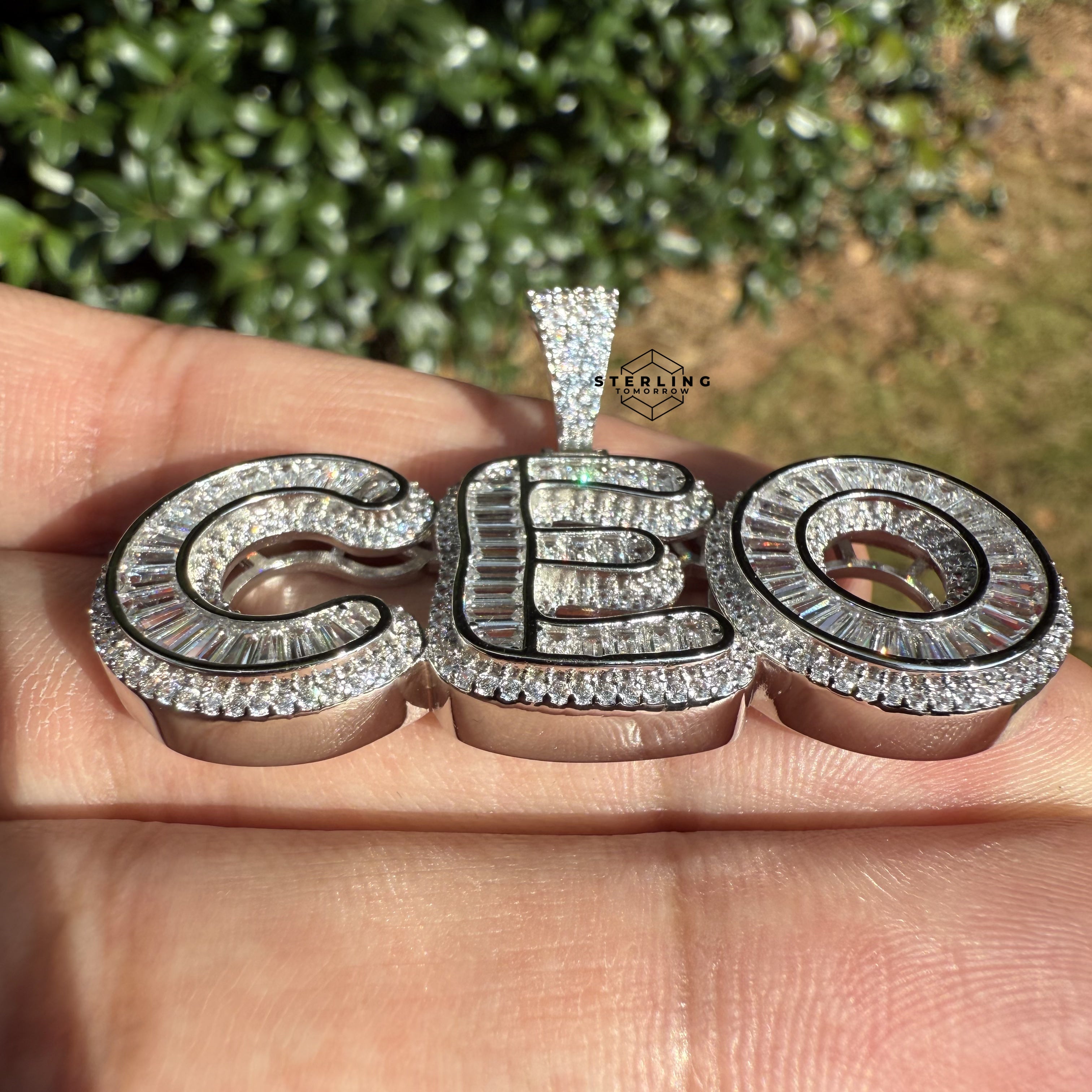 CEO Baguette Silver Tone Pendant