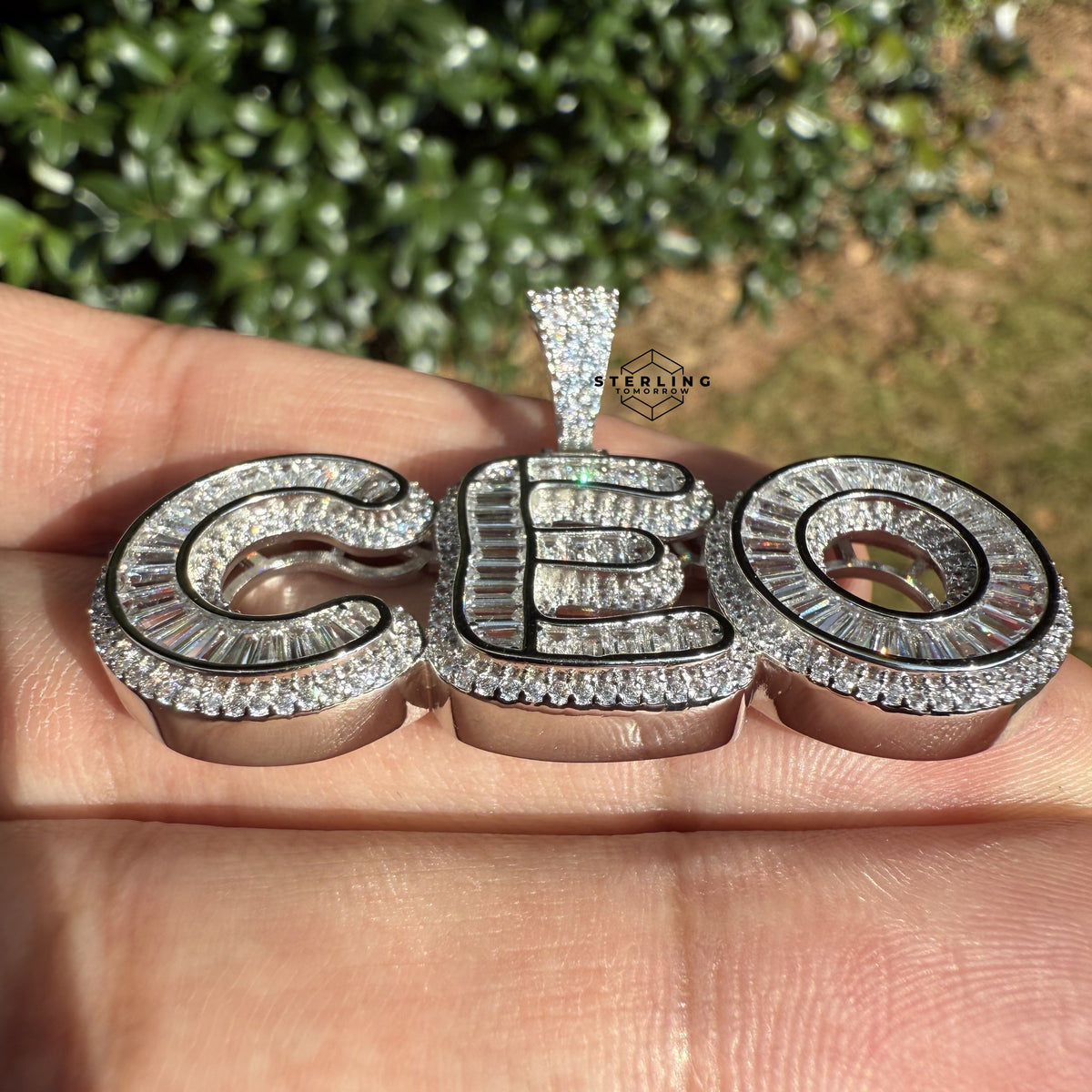 CEO Baguette Silver Tone Pendant