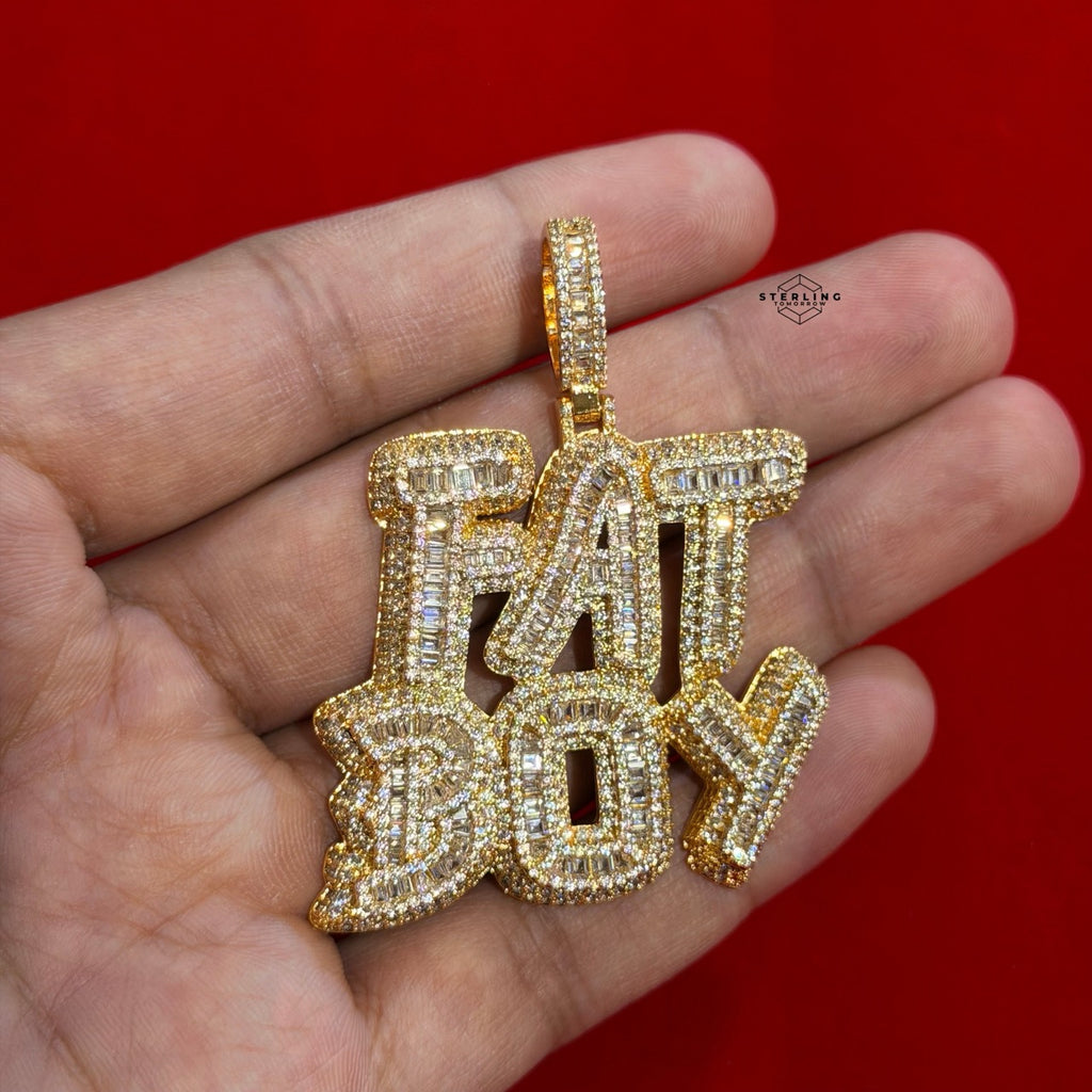 Fatboy Iced 14k Gold Plated Pendant + Steel Rope Chain
