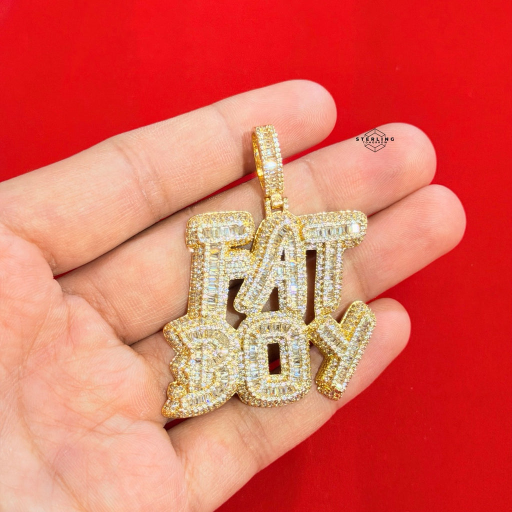 Fatboy Iced 14k Gold Plated Pendant + Steel Rope Chain
