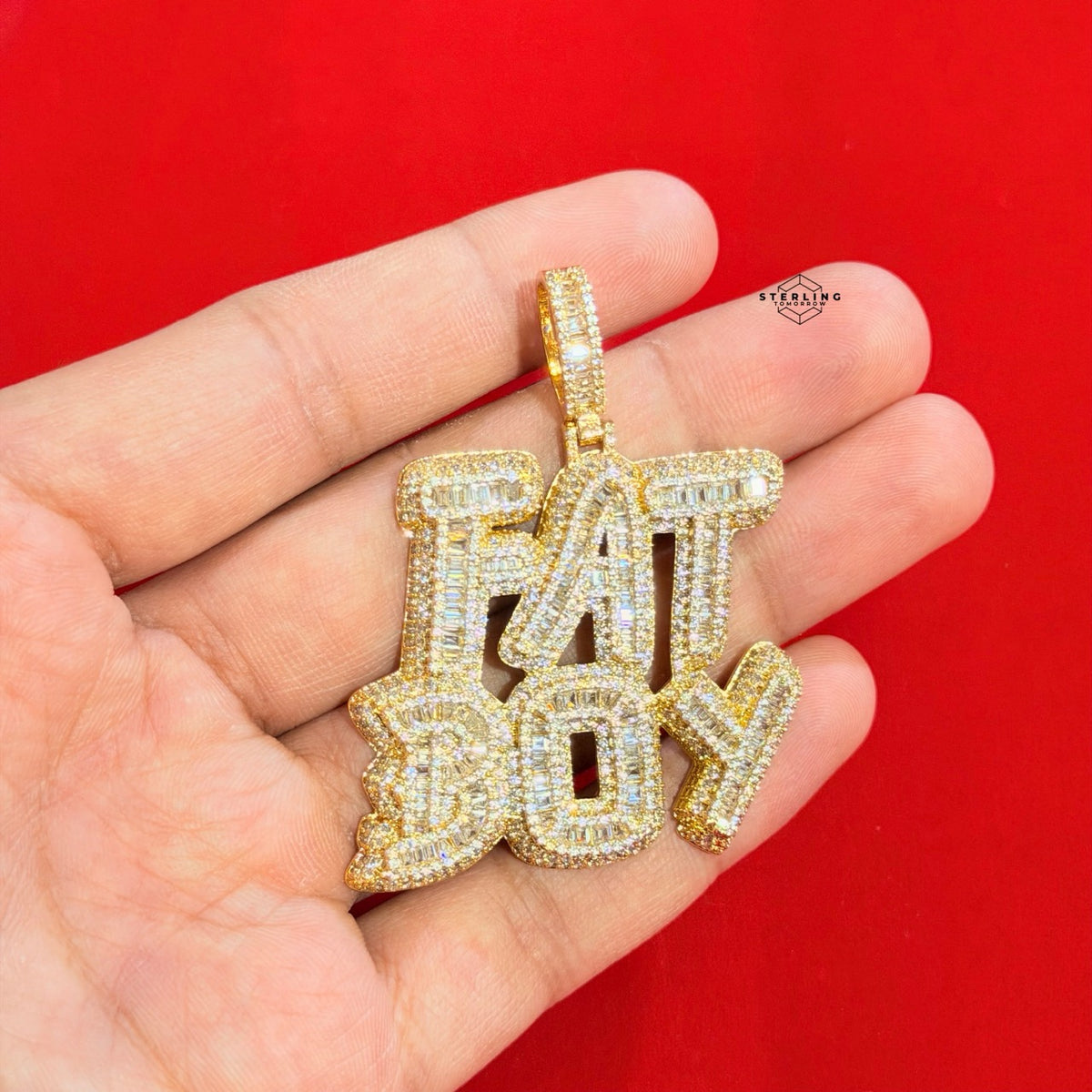 Fatboy Iced 14k Gold Plated Pendant + Steel Rope Chain