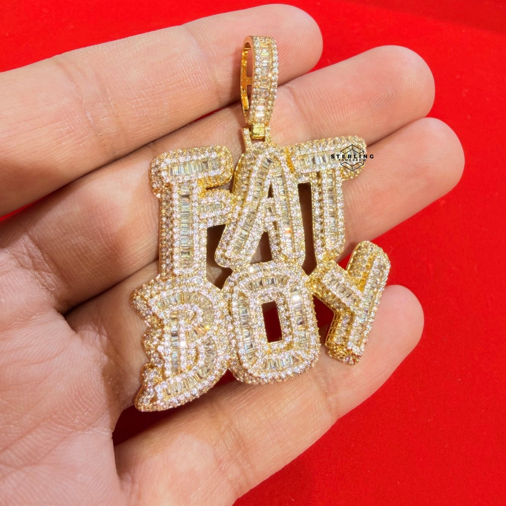 Fatboy Iced 14k Gold Plated Pendant + Steel Rope Chain