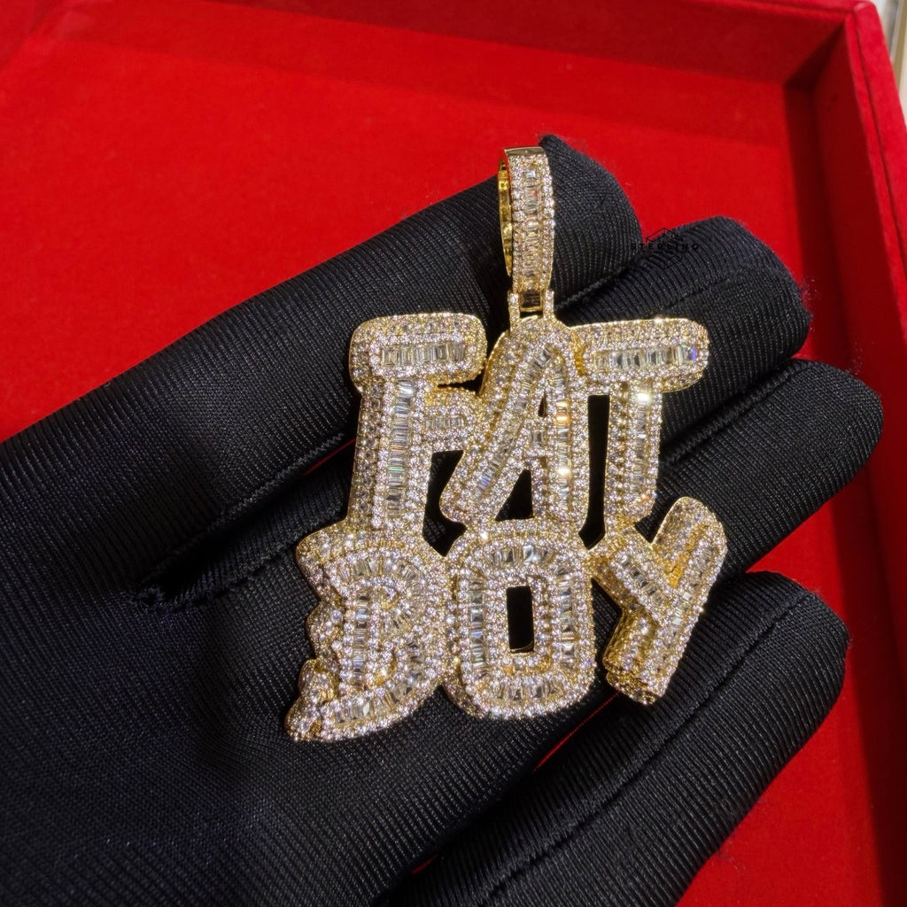 Fatboy Iced 14k Gold Plated Pendant + Steel Rope Chain