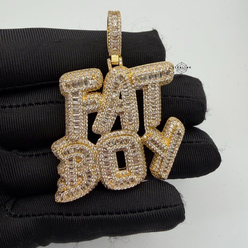 Fatboy Iced 14k Gold Plated Pendant + Steel Rope Chain