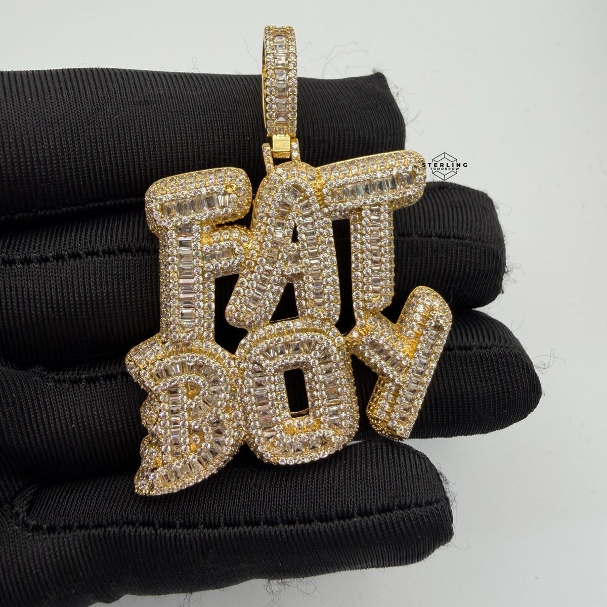 Fatboy Iced 14k Gold Plated Pendant + Steel Rope Chain