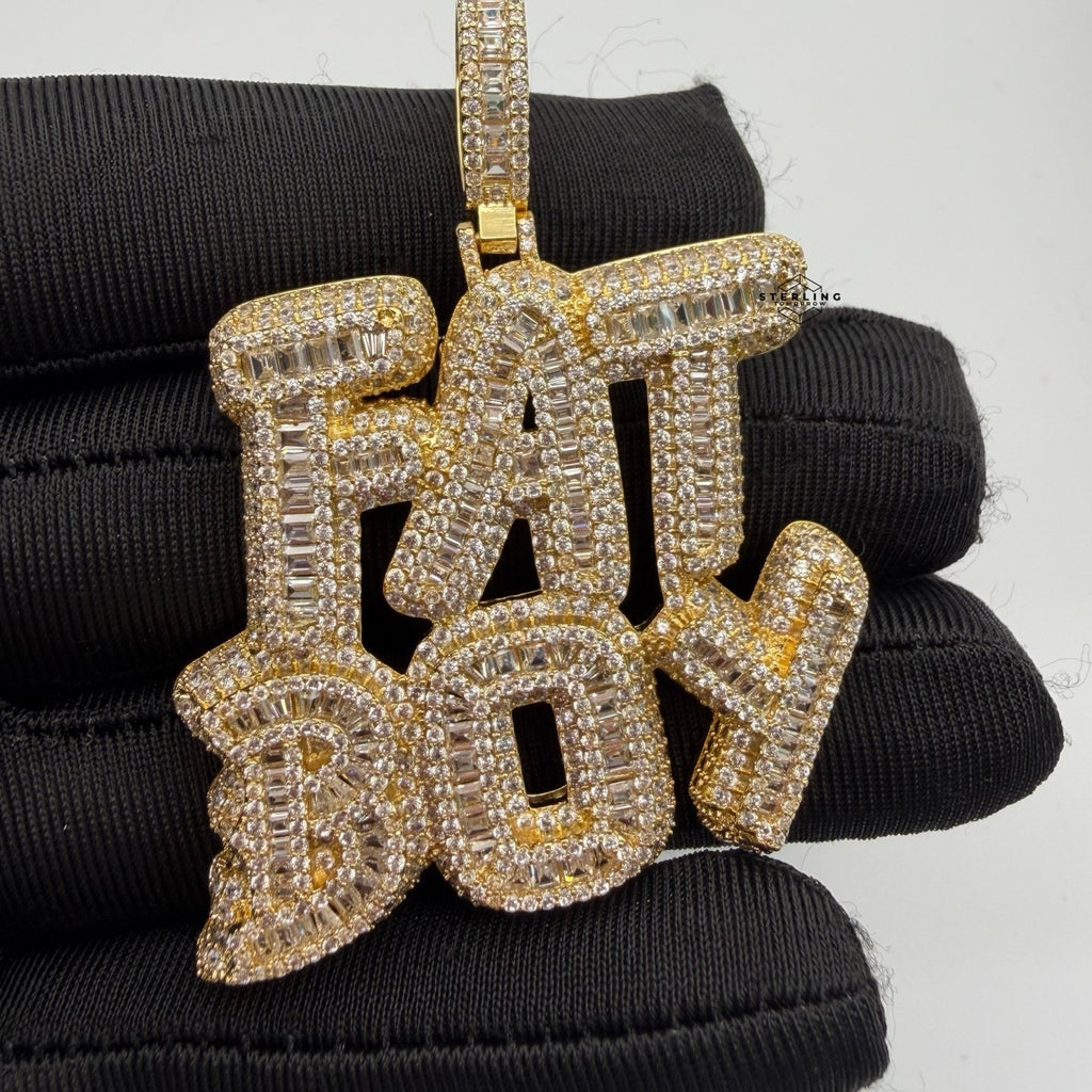 Fatboy Iced 14k Gold Plated Pendant + Steel Rope Chain