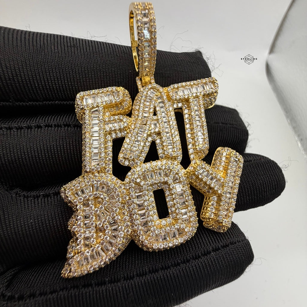 Fatboy Iced 14k Gold Plated Pendant + Steel Rope Chain
