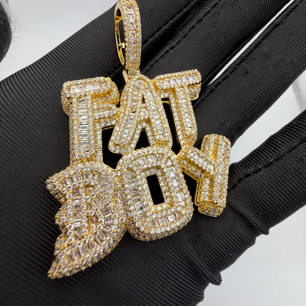 Fatboy Iced 14k Gold Plated Pendant + Steel Rope Chain