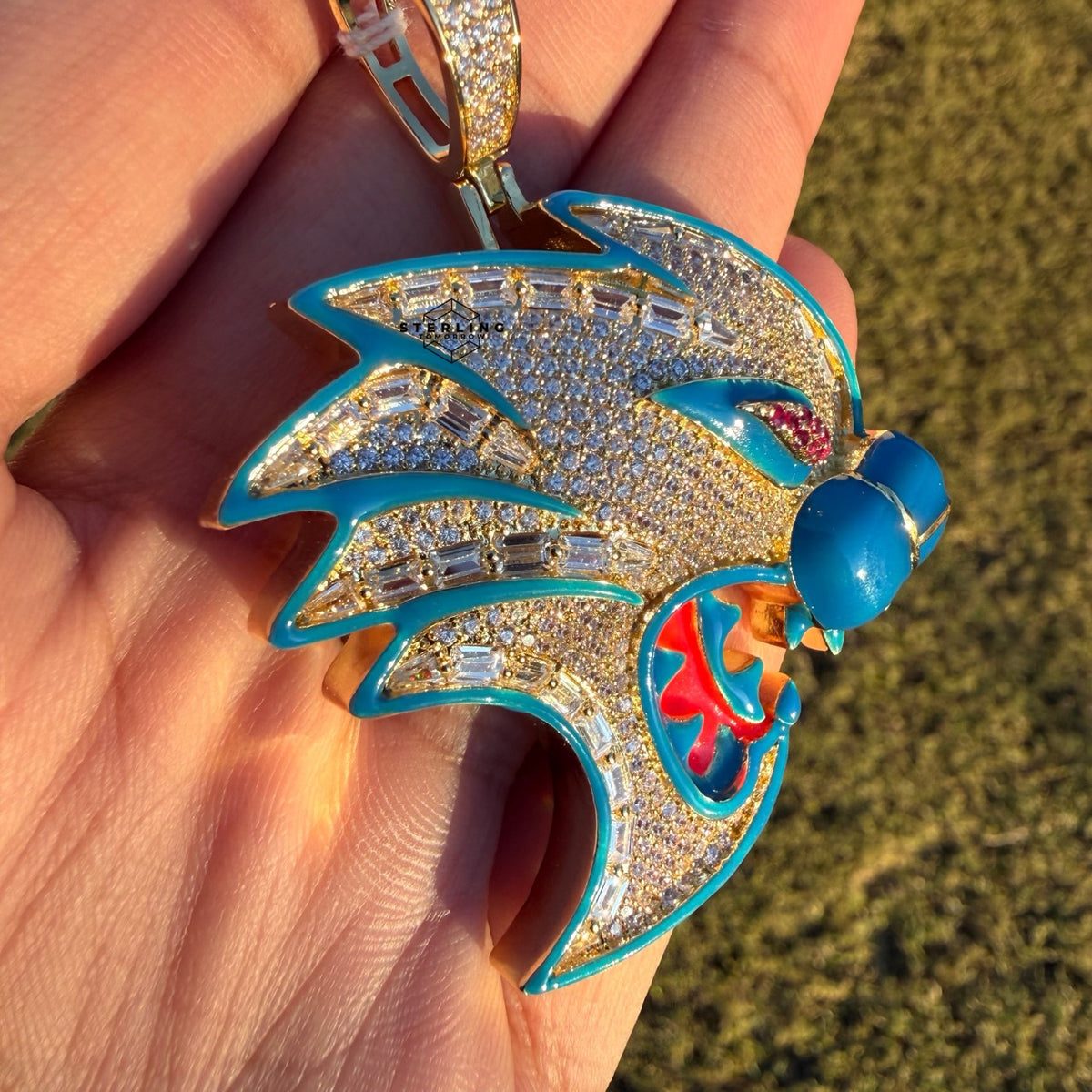Dragon Cat Iced Enamel 14k Gold Plated Pendant