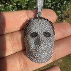 White Gold Mask Iced Out Horror Pendant