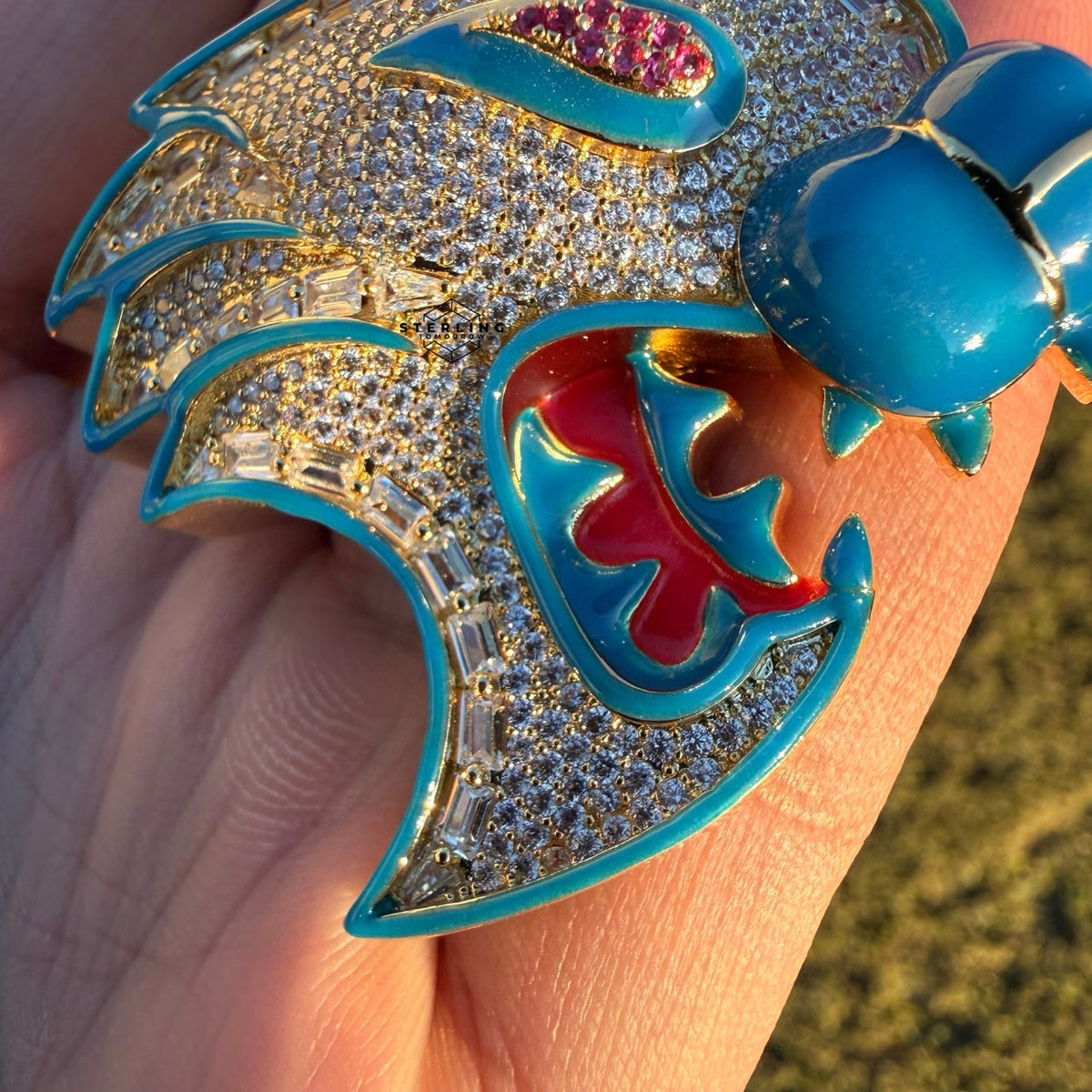 Dragon Cat Iced Enamel 14k Gold Plated Pendant