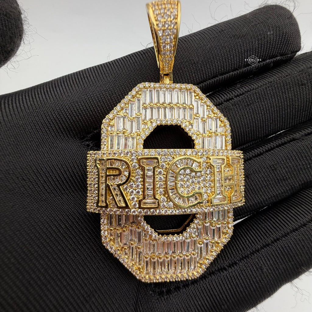 "0 RICH" Hip Hop Bling Pendant